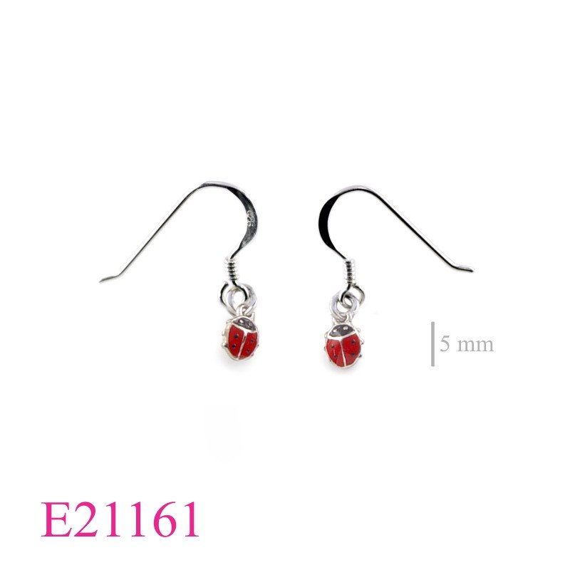 Ladybug Earrings, enamel ladybug.