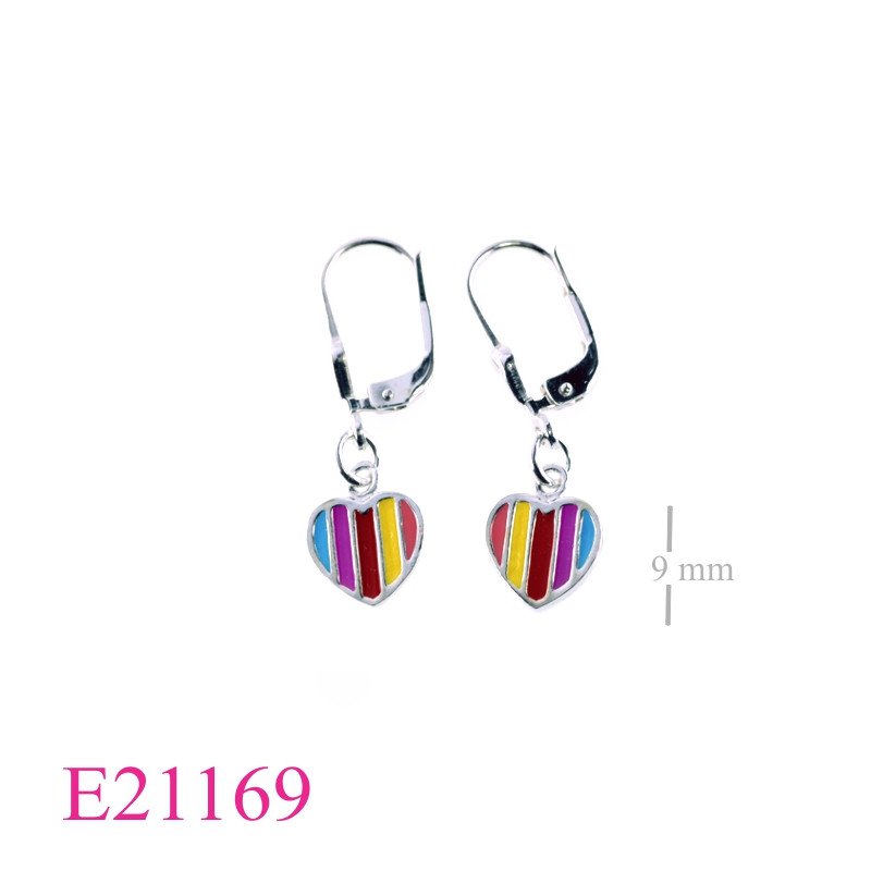 Heart Earrings, enamel multi colors heart.