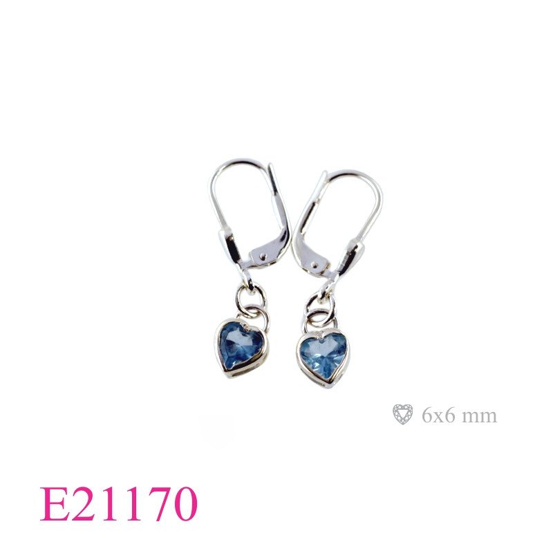 Heart Earrings, CZ Earrings, 5mm with Amethyst CZ stone.