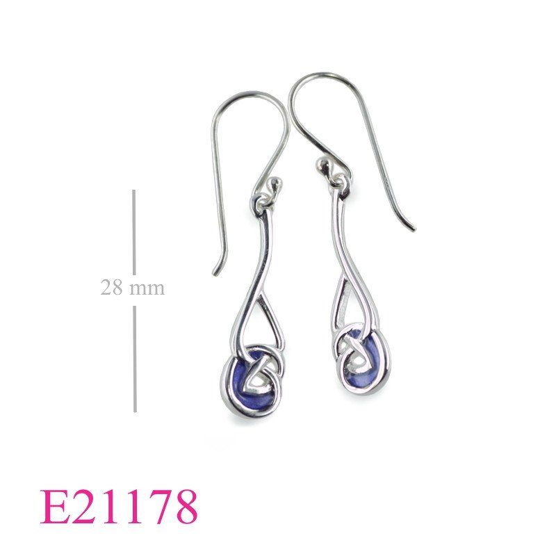 Celtic Earrings, enamel long drop Celtic.