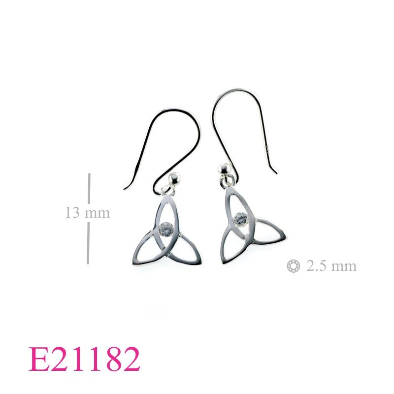 Earrings, Trinitry with small Black CZ stone.