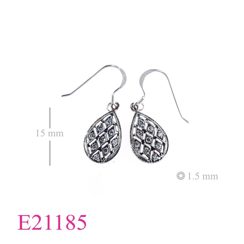 CZ Earrings, drop with small CCZ stones.
