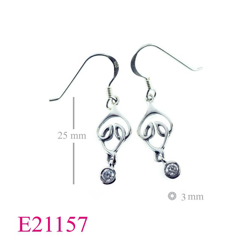 Earrings, Celtic and hanging round Real Amethyst stone.