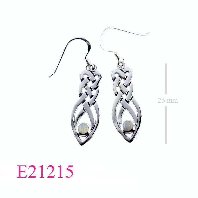 Earrings, Celtic with round Scottish stone (Customer's stone).