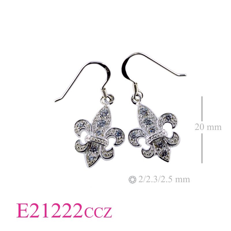 Fleur De Lis Earrings, CZ Earrings, Fleur de lis with small CCZs.