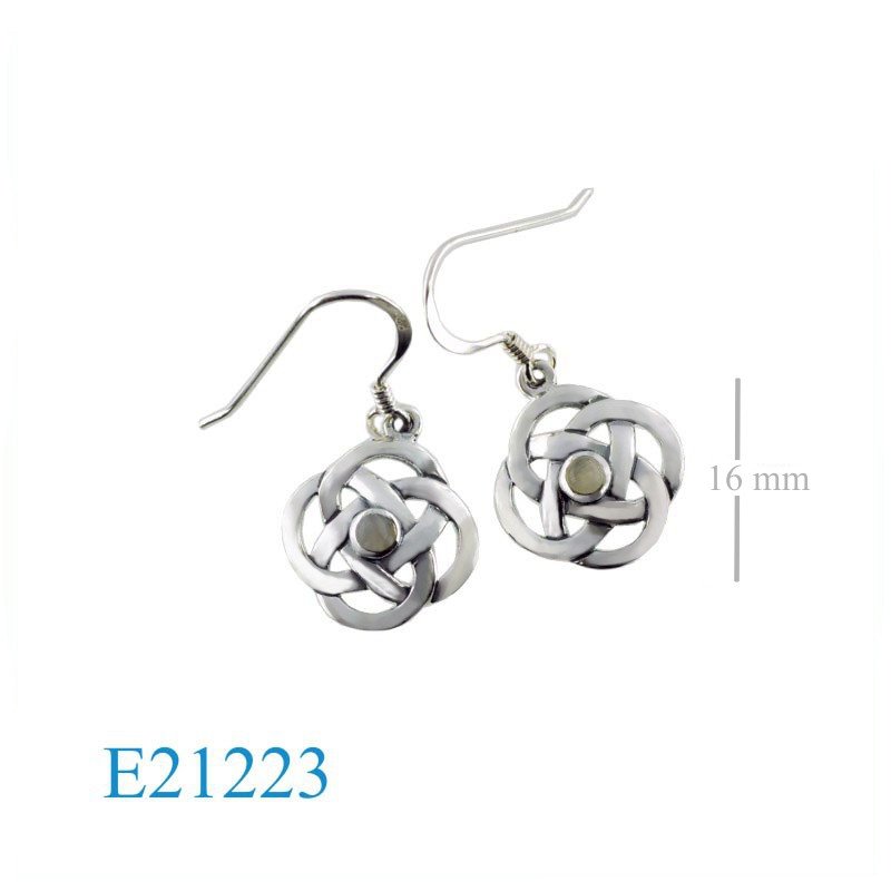 Earrings, round Celtic with round Scottish stone (Customer's stone).