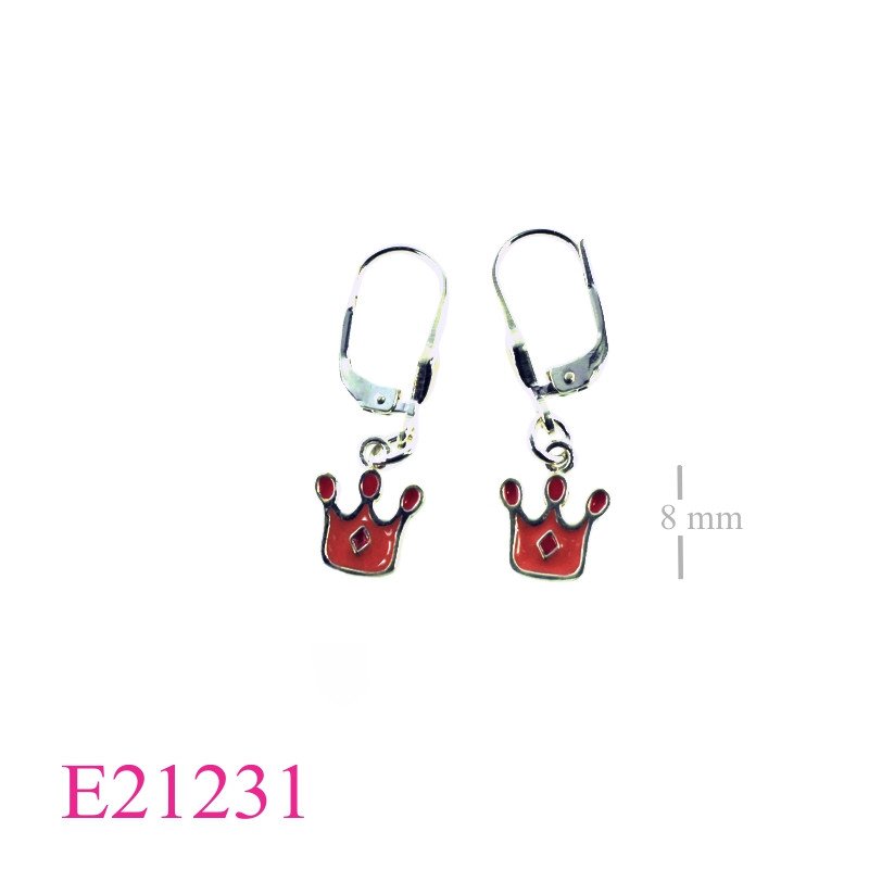 Earrings, enamel small crown.