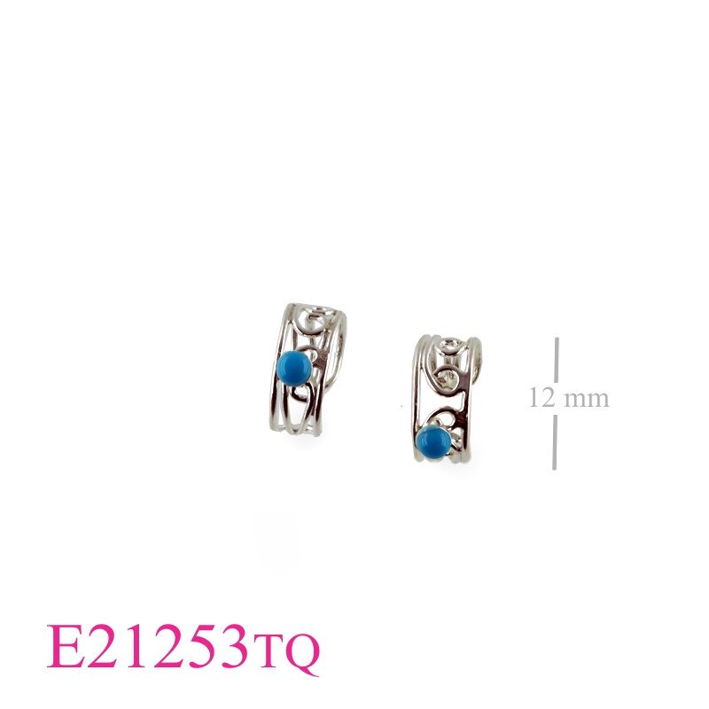 Stone Earrings, wire earcuff with small Turquoise.