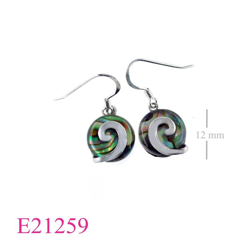 Stone Earrings, 12mm round Koru design