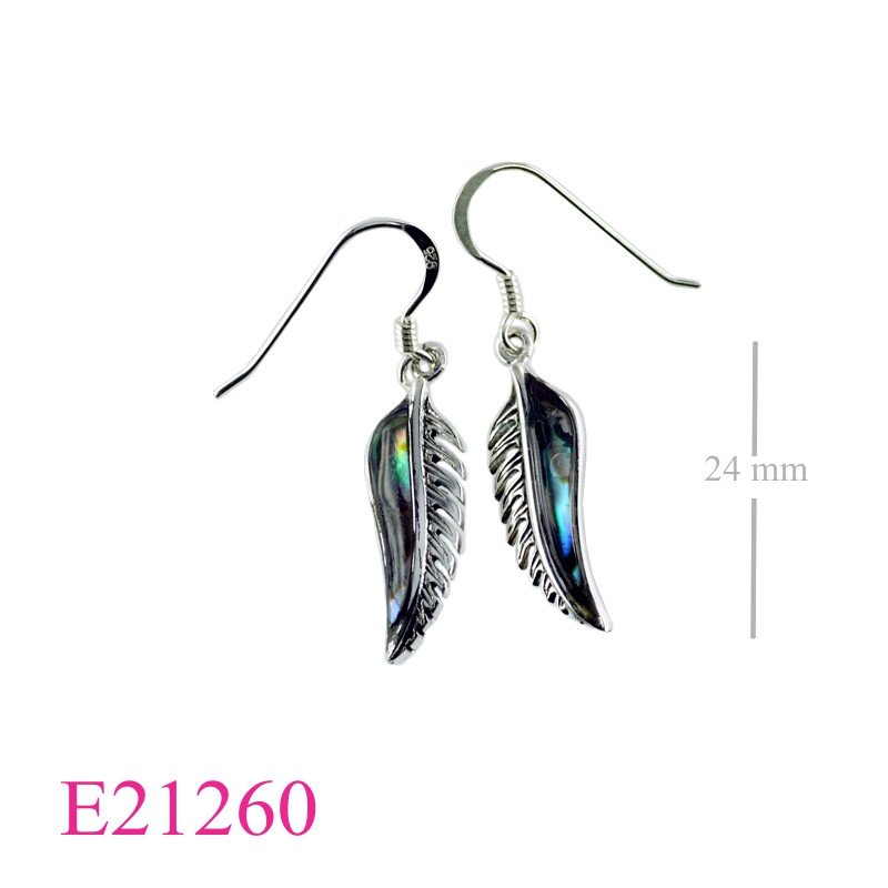 Earrings, 21mm fern leaf.