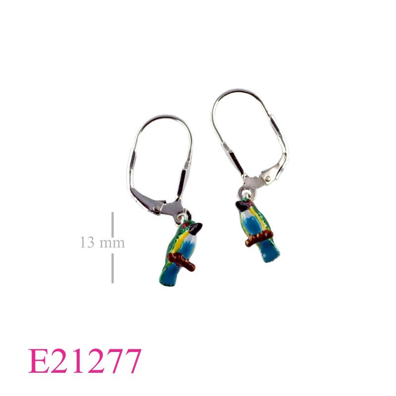 Wing Earrings, Bird Earrings, enamel Blue-ed Kookaburra .