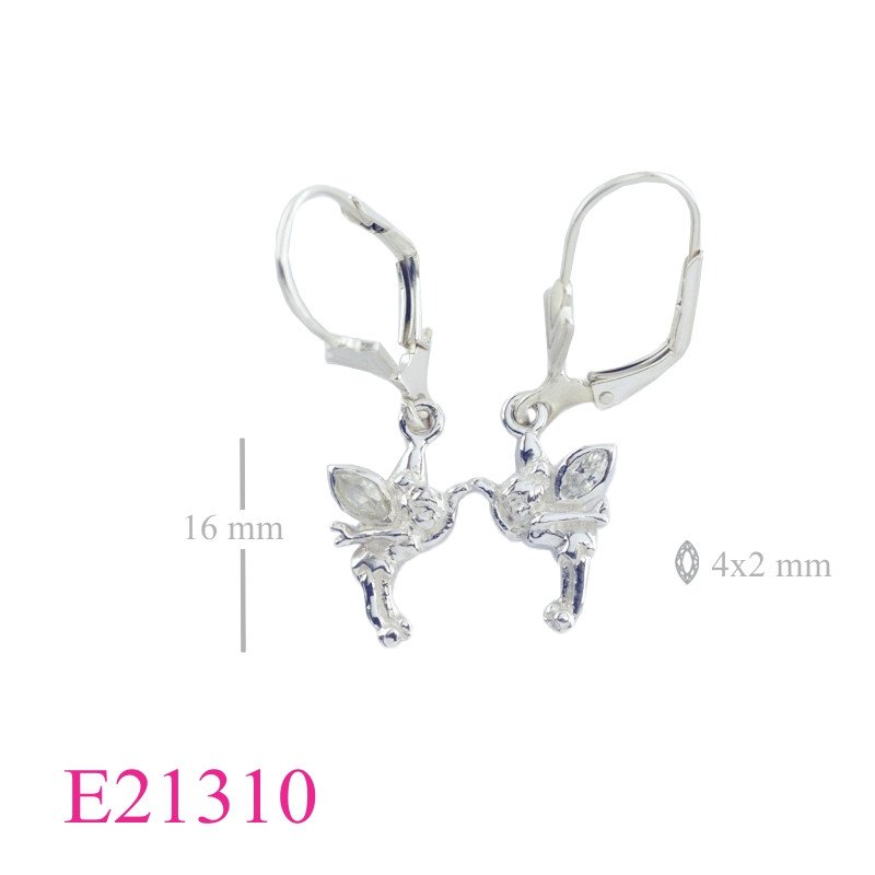 Fairy Earrings, CZ Earrings, with CCZ and lever back hook.
