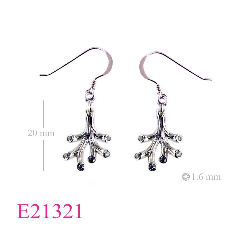 CZ Earrings, Coral Earrings, with small CCZs.