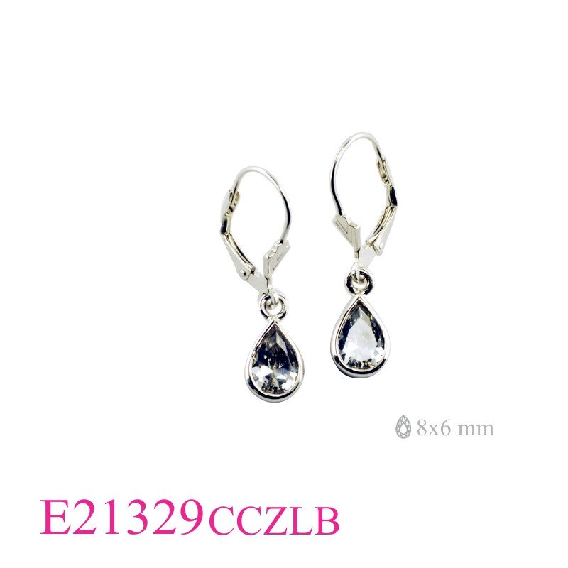 <p>Earrings, 8x6mm drop CCZ with Lever back hook.</p>