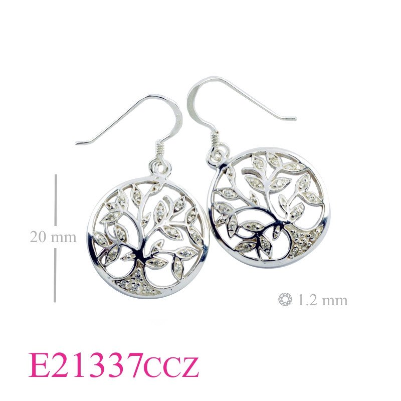 Tree Of Life Earrings, CZ Earrings, Travel Jewelry Earrings, 20mm round Tree of Life with small CCZs.