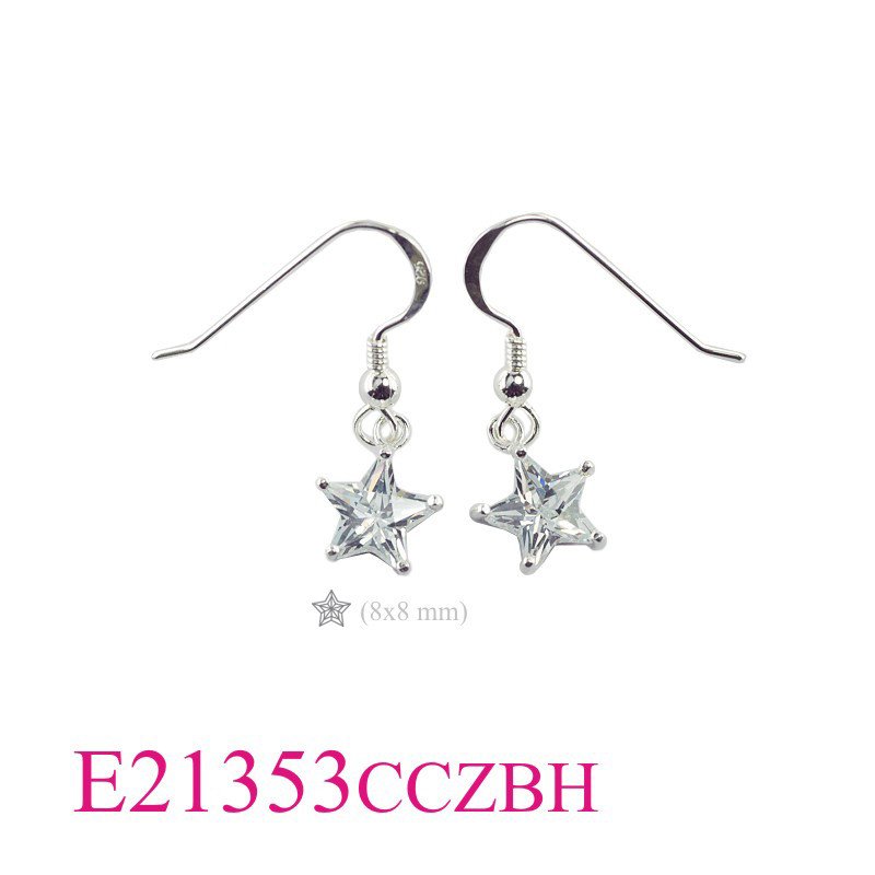 Star Earrings, CZ Earrings, 8mm CCZ (Ball Hook)