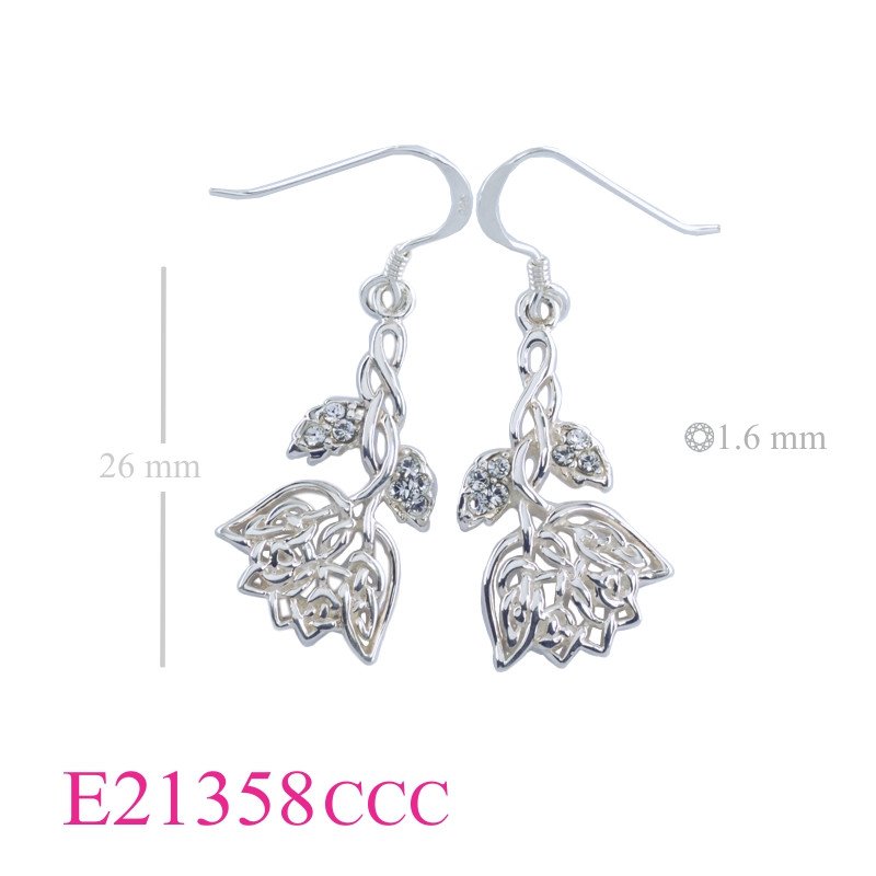 Celtic Earrings, Rose Earrings, Celtic with small crystals.