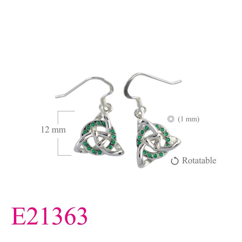 Earrings, Trinity and spinning ring with Emerald Glass stones.