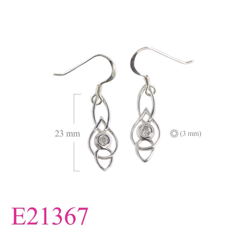 Celtic Earrings, CZ Earrings, Celtic with round CCZ.