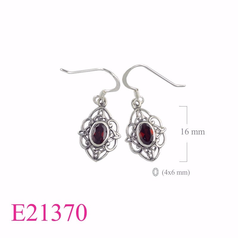 Earrings, openwork with oval Real Peridot stone.