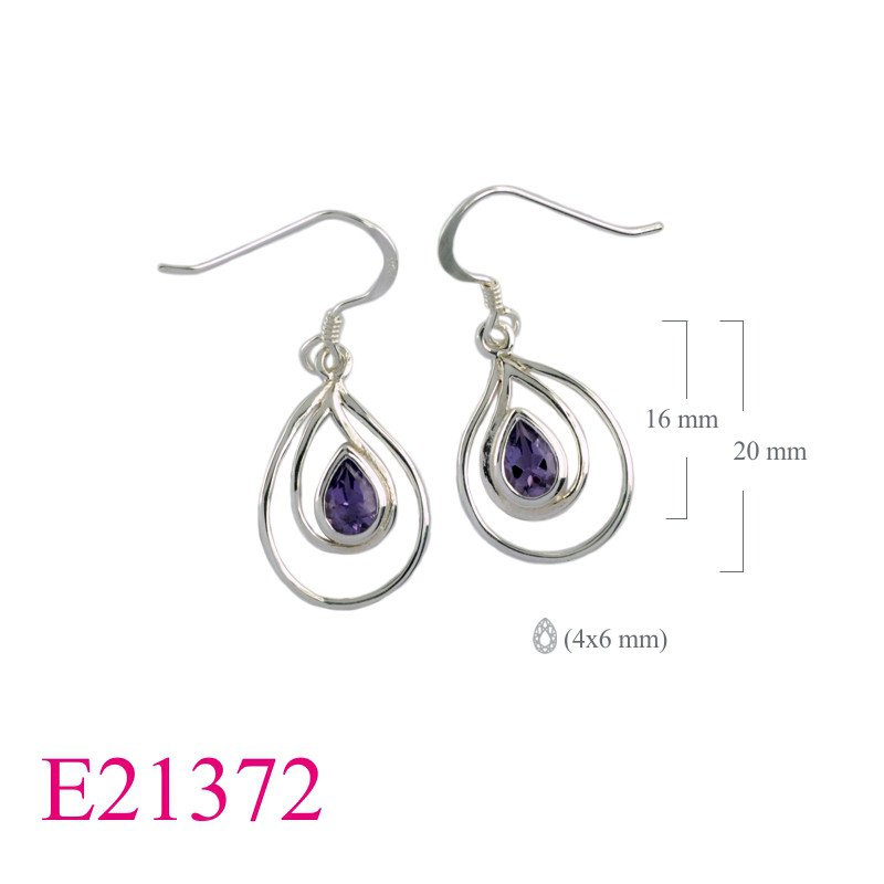 Earrings, drop wires with drop Real Blue Topaz stone.