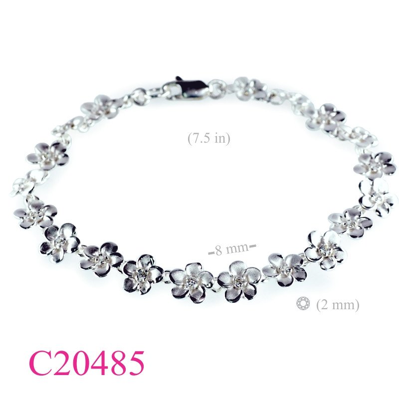 Flower Bracelet, CZ Bracelet, 8mm sandblast champacwith small CCZs.