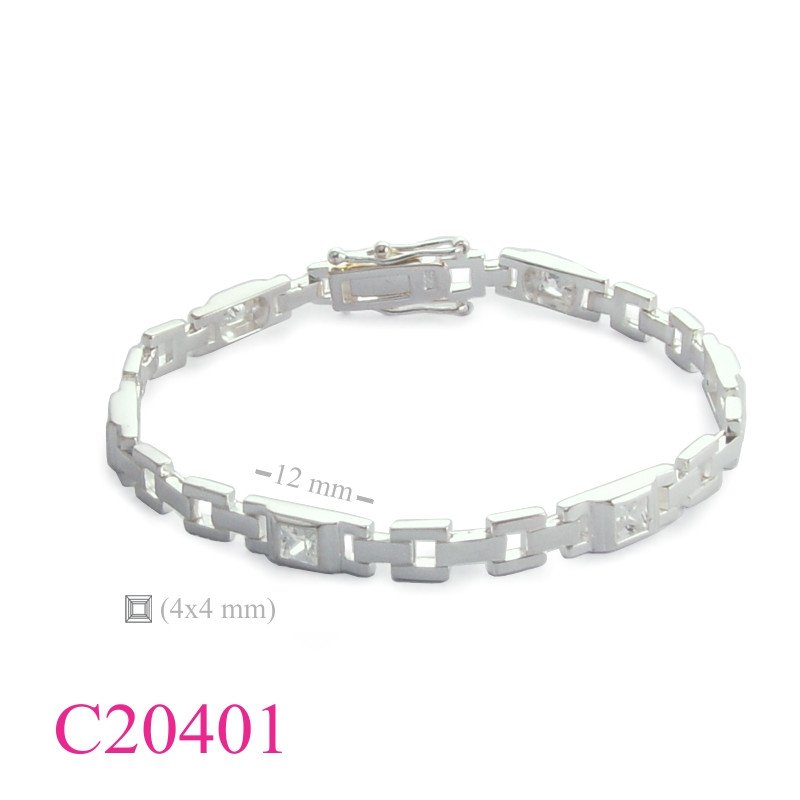 Stone Bracelet, 4mm square stone links.
