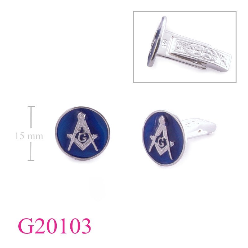 Gift Jewelry, enamel round Mason cufflinks.