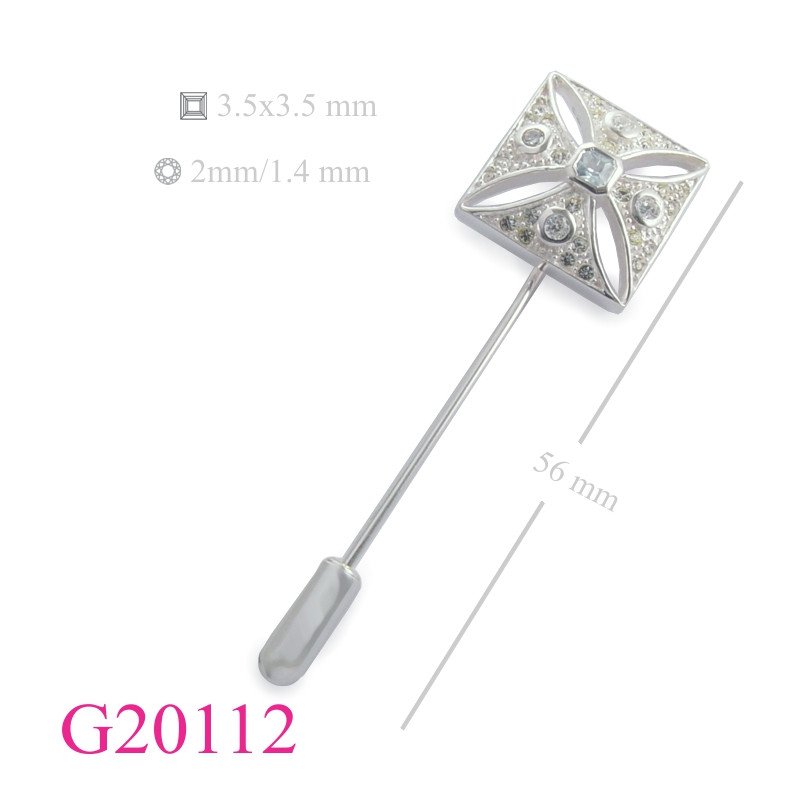 Gift Jewelry, square tie pin with small stones.