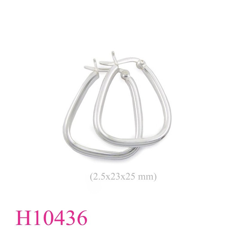 Earrings, 2.5x23x25mm triangle shape click lock hoop.