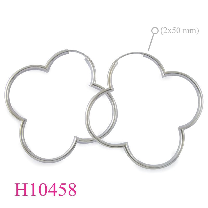 Earrings, 50mm flower shape hoop.