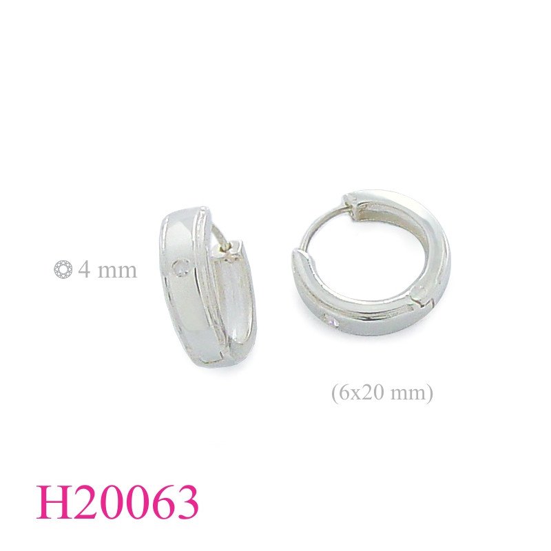 Earrings, 6x20mm round with 4mm stone hinge hoop.