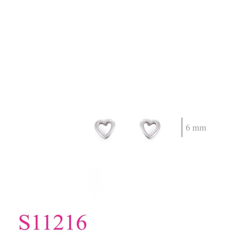 Earrings, 5.5mm open heart.
