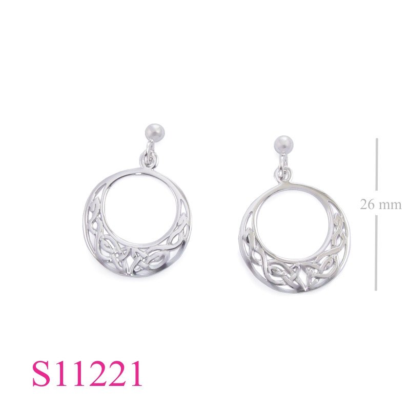 Earrings, 18mm round Celtic with ball post.