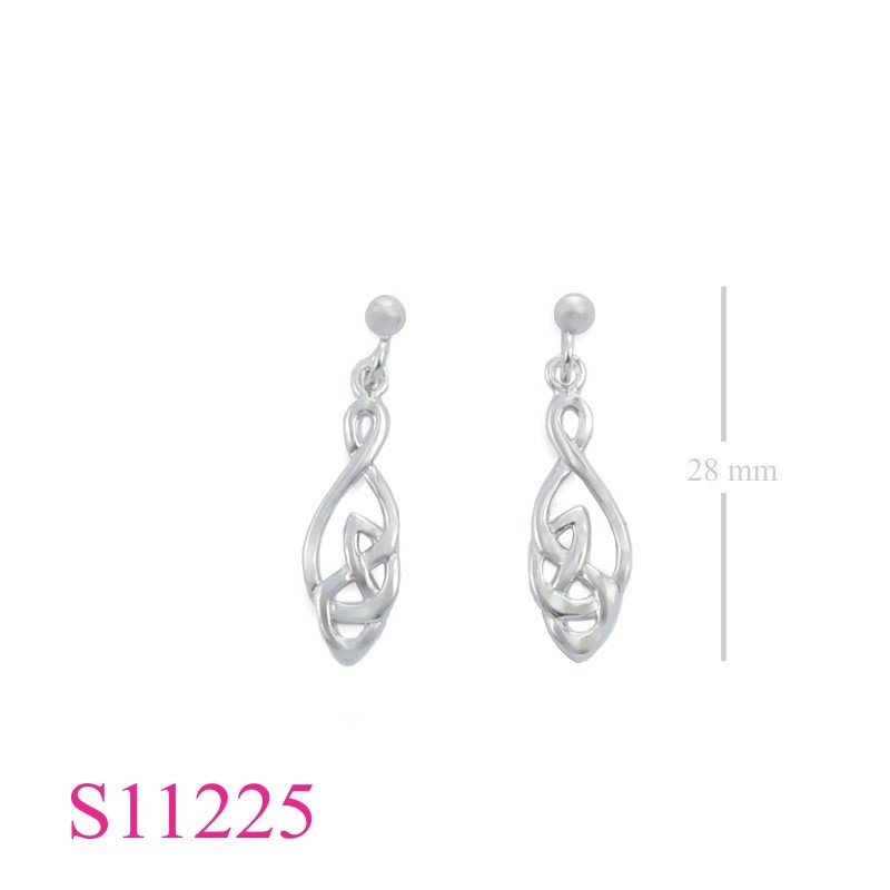 Earrings, Celtic drop shape and ball stud.