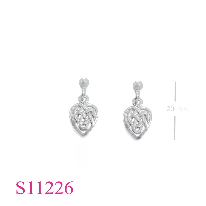 Celtic Earrings, Heart Earrings, Celtic and ball stud.