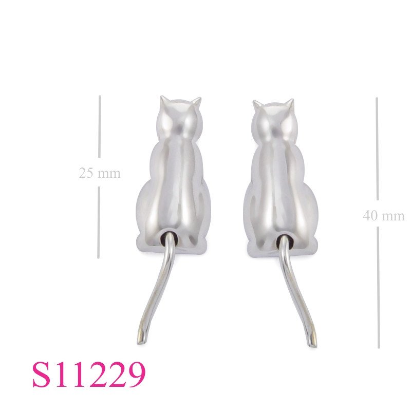 Earrings, cat movable tail.