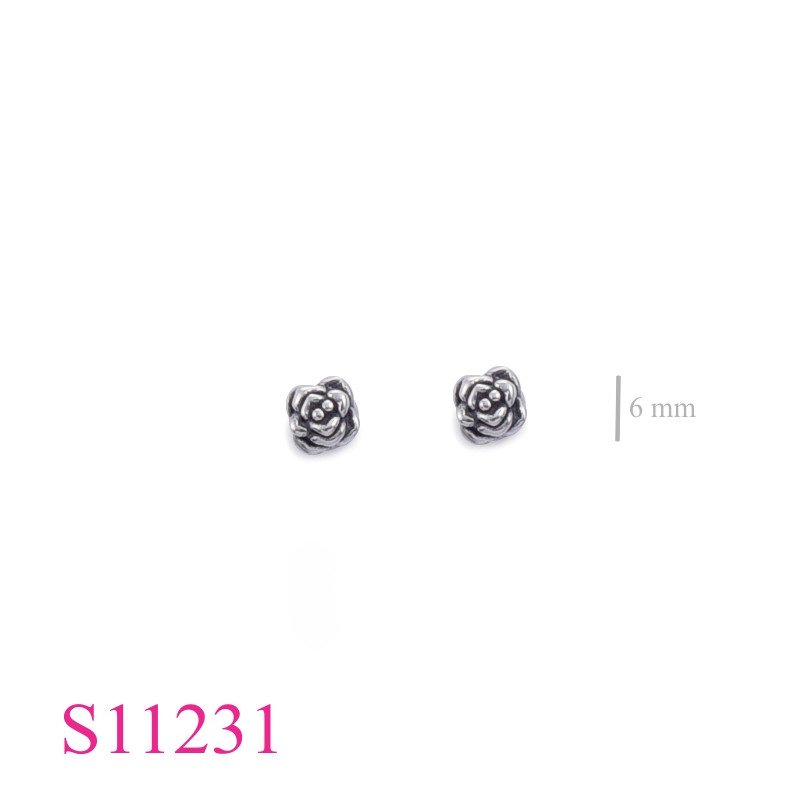 Earrings, tiny rose.