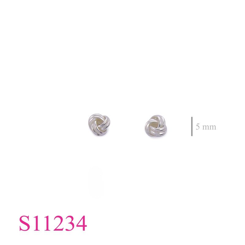 Earrings, 5mm 2 half round wires ball.