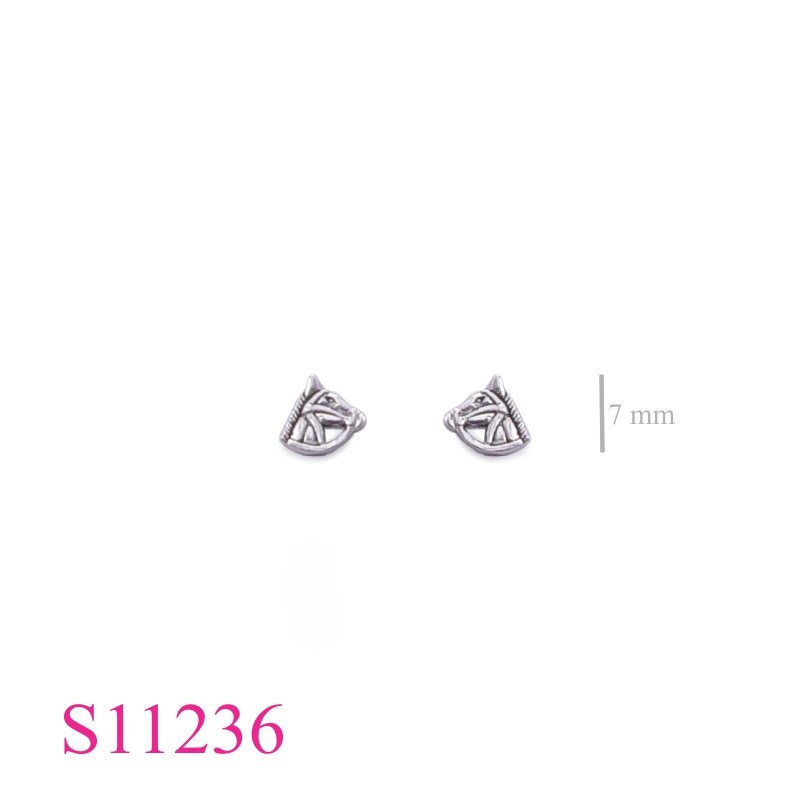 Earrings, small racing horse head.