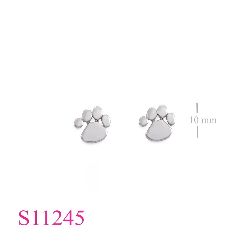 Earrings, 10mm dog footprint.