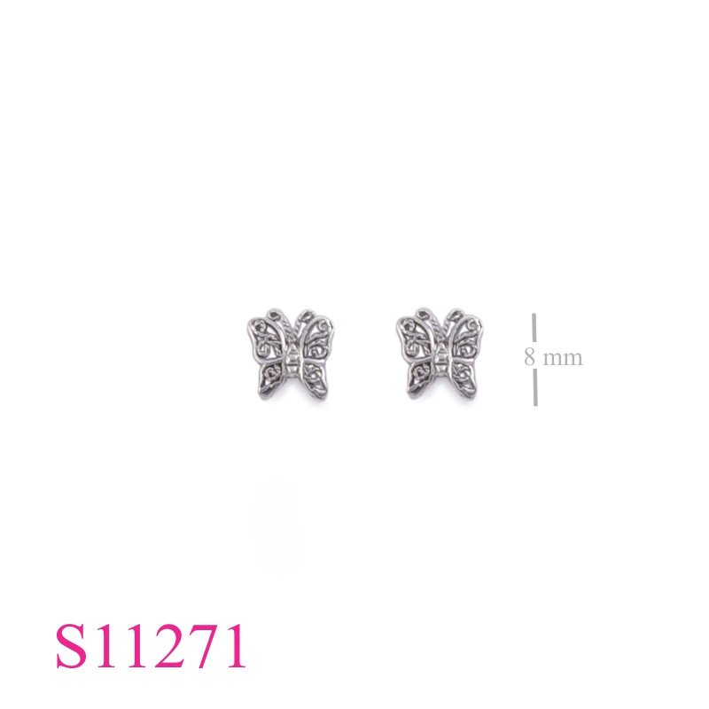 Earrings, filigree butterfly.