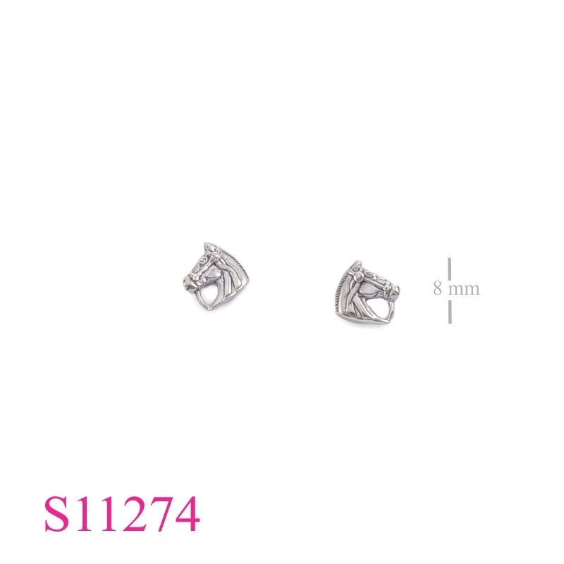 Earrings, Straight-neck horse head.