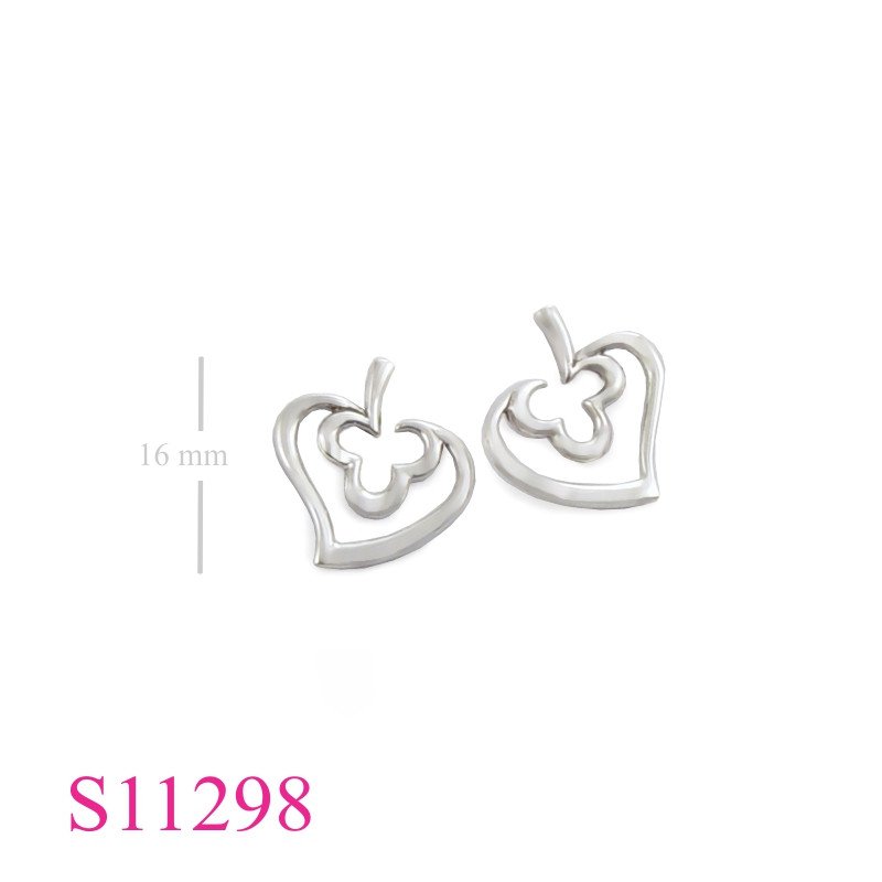 Earrings, cut out side kick heart.