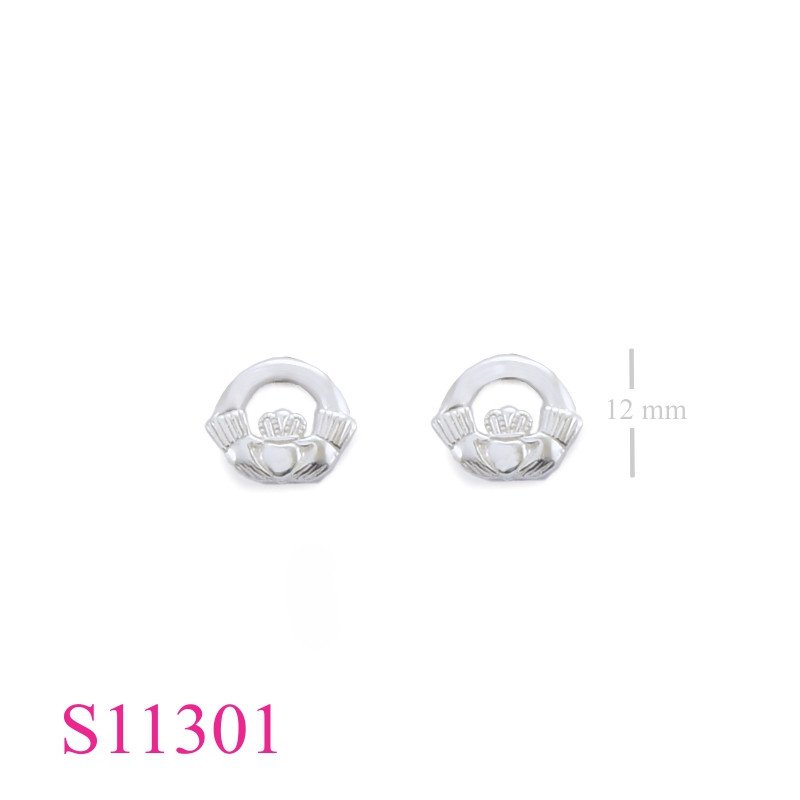 Earrings, 12mm round Claddagh.