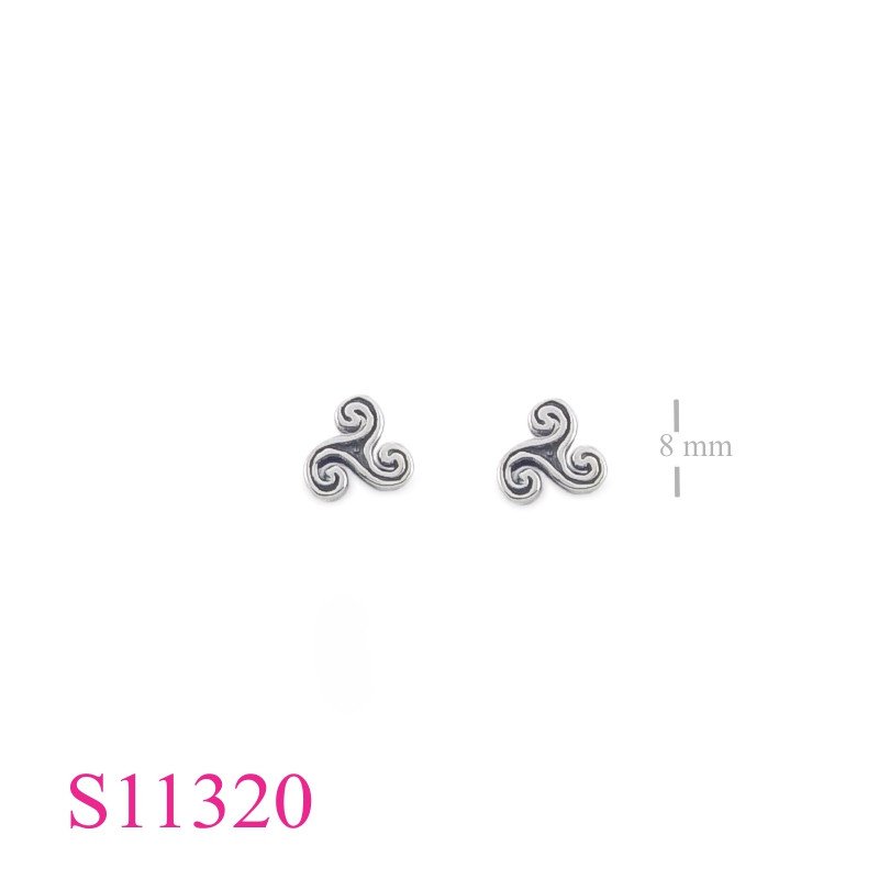 Triskelion Earrings, 7mm Triskelion.