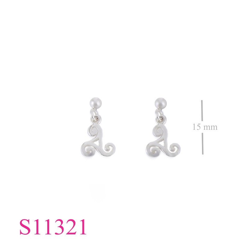 Triskelion Earrings, Triskelion and ball post.