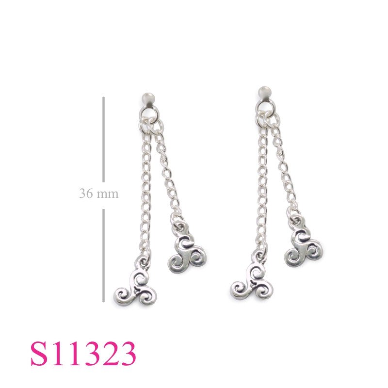 Triskelion Earrings, ball stud and 2 hanging Triskeslion.