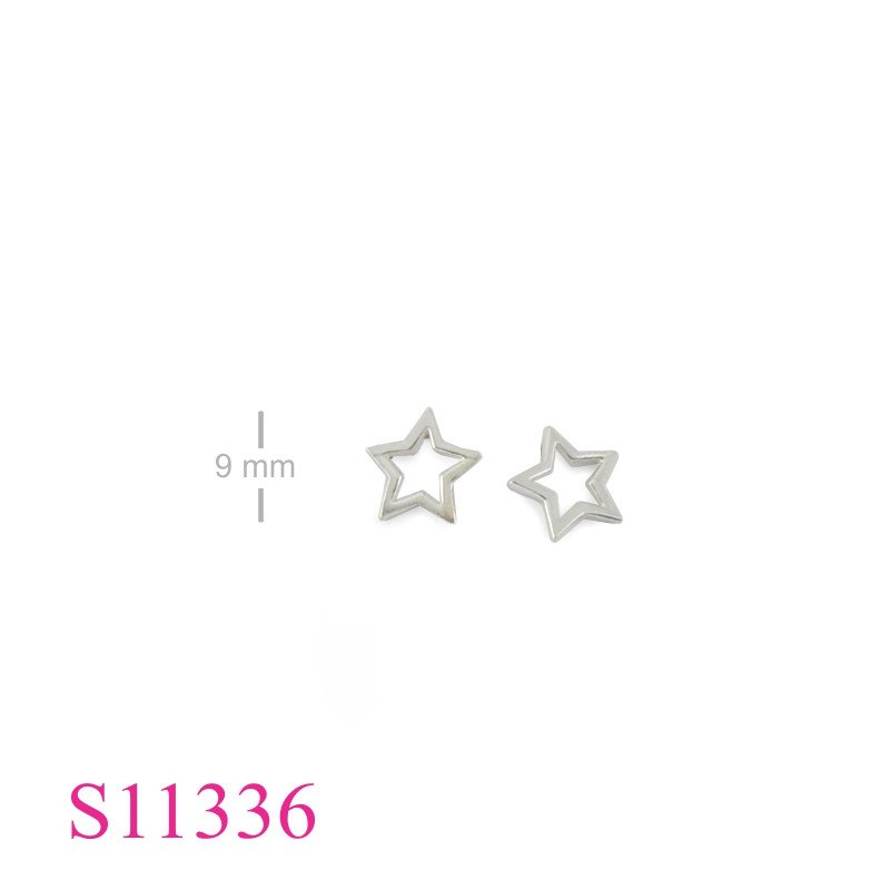 Earrings, 9mm cut out star.