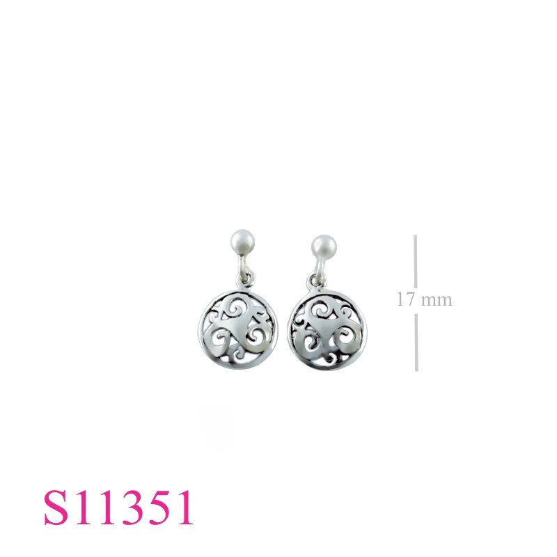 Earrings, cut out Triskellion round and ball post.